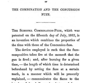  Description of The Combination and the Concussion FUZE by J. P. Schenkl