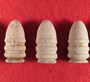 Five Confederate  .52 Caliber "Ringtail" Sharps Carbine Bullets