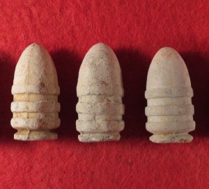 Five Confederate  .52 Caliber "Ringtail" Sharps Carbine Bullets