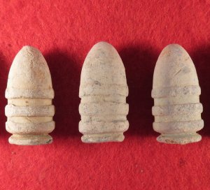 Five Confederate  .52 Caliber "Ringtail" Sharps Carbine Bullets