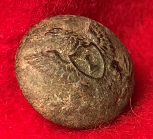 Federal Infantry Kepi Button with Bit of Leather