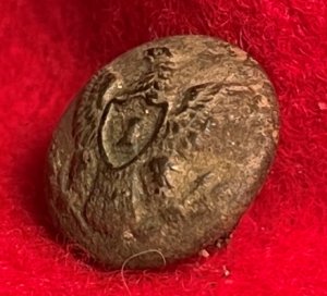 Federal Infantry Kepi Button with Bit of Leather