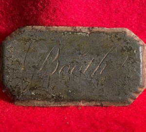 Brass Plate Marked "Booth" 