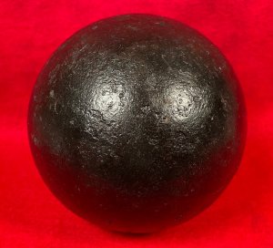 12 Pounder Solid Shot Cannonball with Repro Wood Sabot +++ Peter George Collection +++