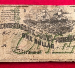 Confederate One Dollar Note - Lucy Pickens - 1862