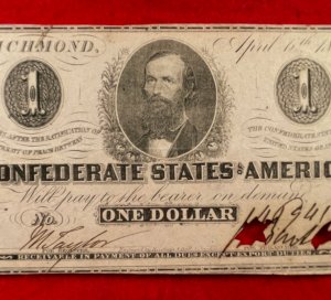 Confederate One Dollar Note - 1863