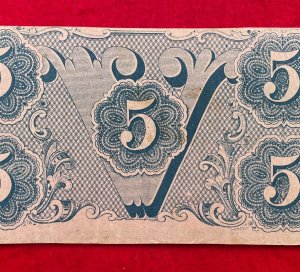 Confederate Five Dollar Note - 1862