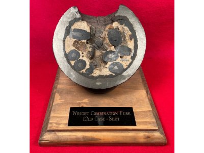 12 Pounder Cannonball Case-Shot Half for use w/ Rare Wright Time Fuze