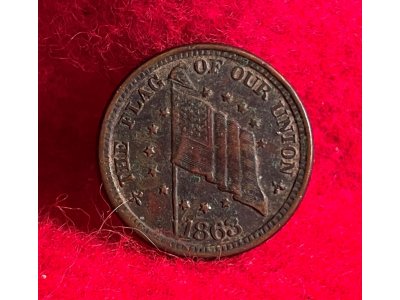 Civil War Patriotic Token Dated 1863 - "SHOOT HIM ON THE SPOT"