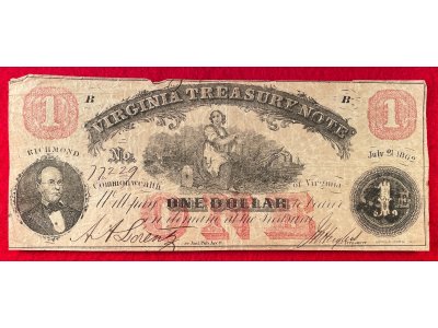 Virginia Treasury Note - One Dollar