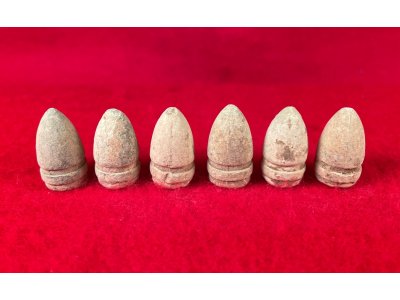 Six .44 Caliber Army Revolver Bullets for Barthalow Cartridge