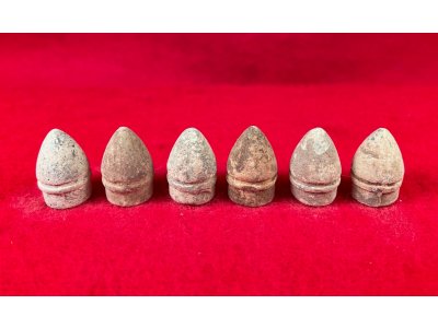 Six .44 Caliber Army Revolver Bullets for Johnston and Dow Cartridge