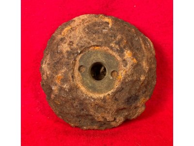 Confederate 12 Pounder Spherical Case-Shot Fragment with Copper Fuze Adaptor