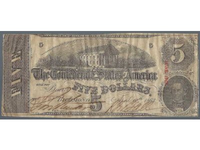 Confederate Ten-Dollar Note - 1863 - T-59