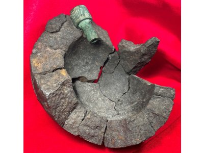 Reconstructed 9-Inch Mortar Shell with US Naval Fuze Dated 1862