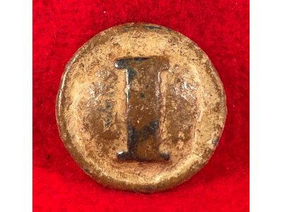 Confederate Cast Infantry Coat Button - Pewter "I"