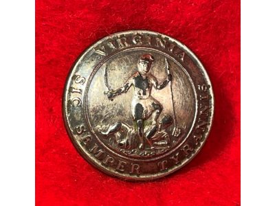 Virginia State Seal Militia Coat Button - Silvered