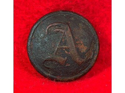 Confederate Artillery Coat Button - Script "A"