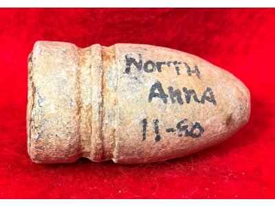 Confederate .58 Cal. Gardner Bullet - Marked "NORTH ANNA / 11-80"