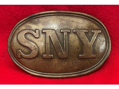 State of New York "SNY" Belt Buckle with Leather Patch Marked "J. I. PITTMAN"