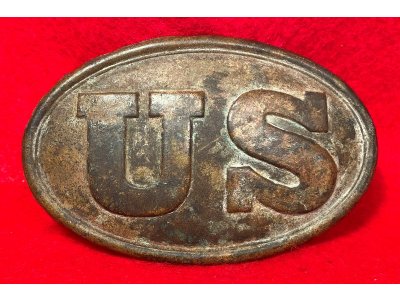 US Cartridge Box Plate - Rare Large Brass Loops - Ohio Troops - High Quality