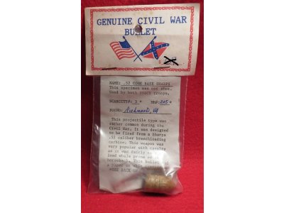 Civil War Bullet - .52 Cal. Cone Base Sharps