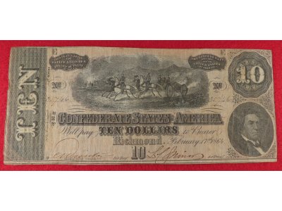 Confederate Ten Dollar Note