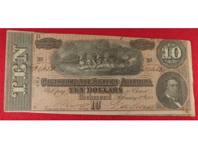 Confederate Ten Dollar Note