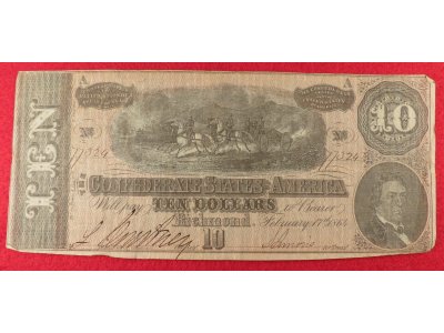Confederate Ten-Dollar Note - 1864 - T-68
