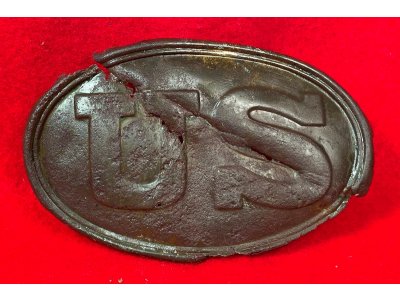 US Waist Belt Buckle or Cartridge Box Plate - Brass Front Only