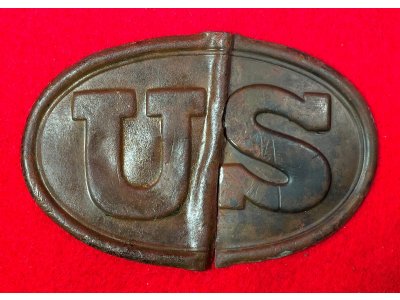 US Waist Belt Buckle or Cartridge Box Plate - Two Halves of Brass Front Only