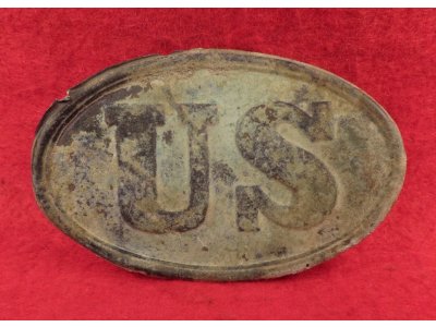 US Cartridge Box Plate - Carved Initials "W E"