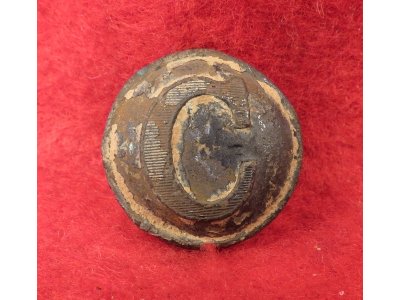 Confederate Cavalry Coat Button - Lined "C" - Back Replaced