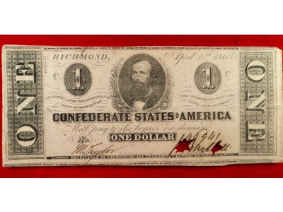 Confederate One Dollar Note - 1863