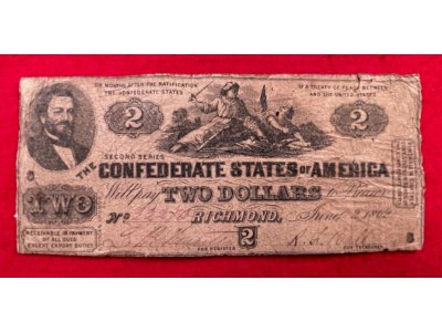 Confederate Two Dollar Note - 1862