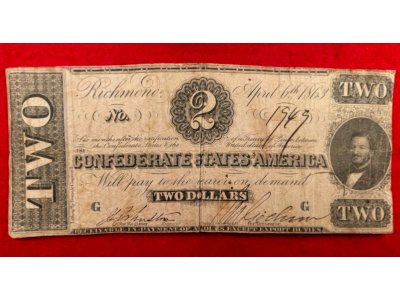 Confederate Two Dollar Note - 1863