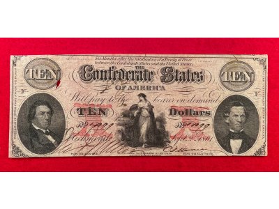 Confederate Ten-Dollar Note - 1861 - T-26