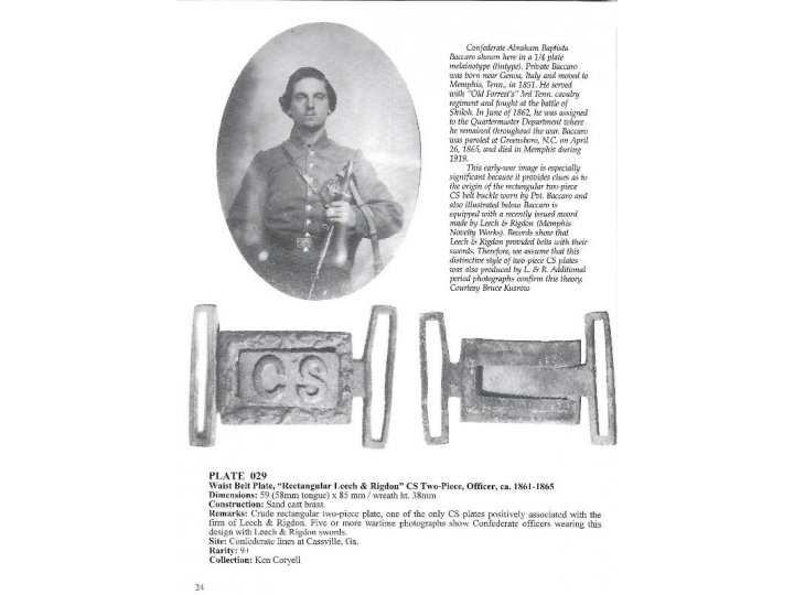 Confederate Belt Buckles & Plates - Expanded Edition - Out of Print