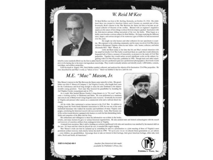 .58 Caliber “Williams Regulation” Bullet with Mac Mason's Lettering