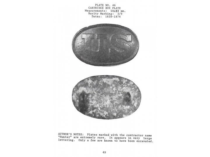 US Cartridge Box Plate - Marked "Hunter" - Published