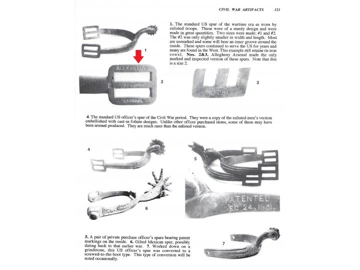 Federal US Cavalry Spur - Marked "Allegheny Arsenal" and "1"