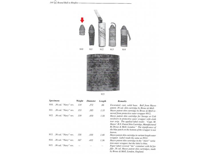 Hayes Bullet for .36 Caliber Navy Revolver  