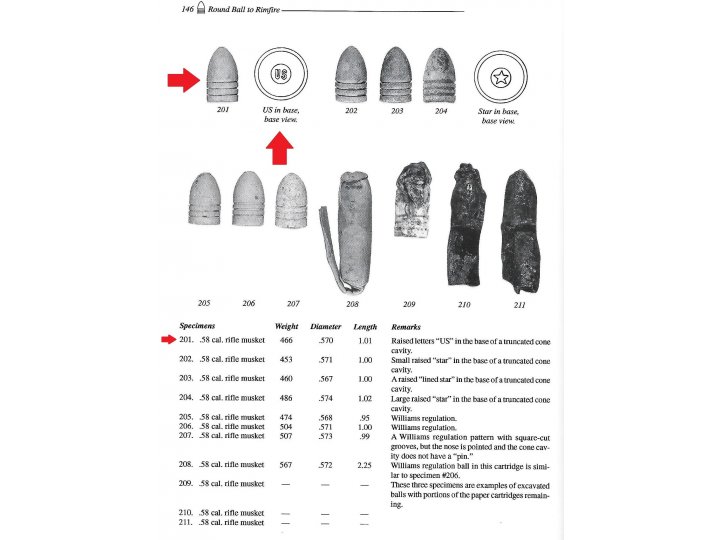 "Pulled" .58 Caliber Three Ring "US" Base Bullet