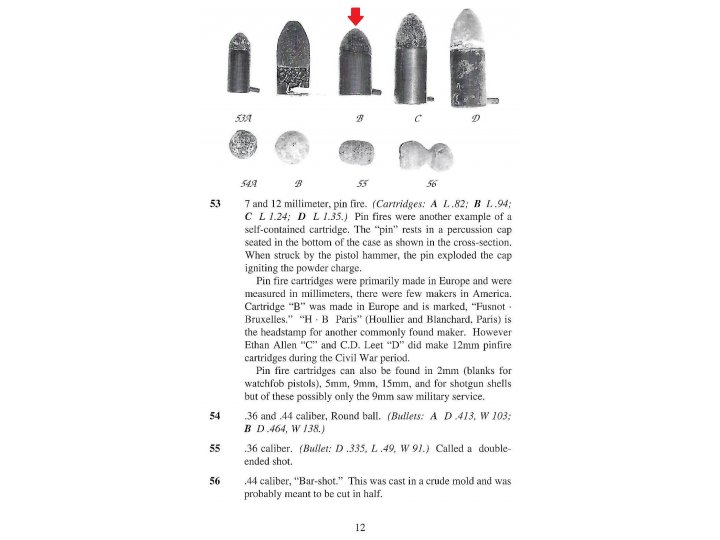 12 mm Pinfire Cartridge for Model 1854 Lefaucheux Revolver