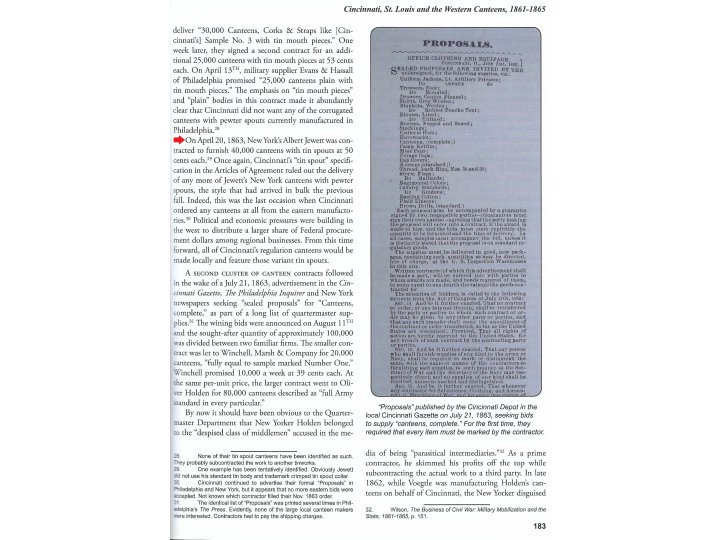 1863 Cincinnati Depot Canteen - Published in O'Donnell Canteen Book