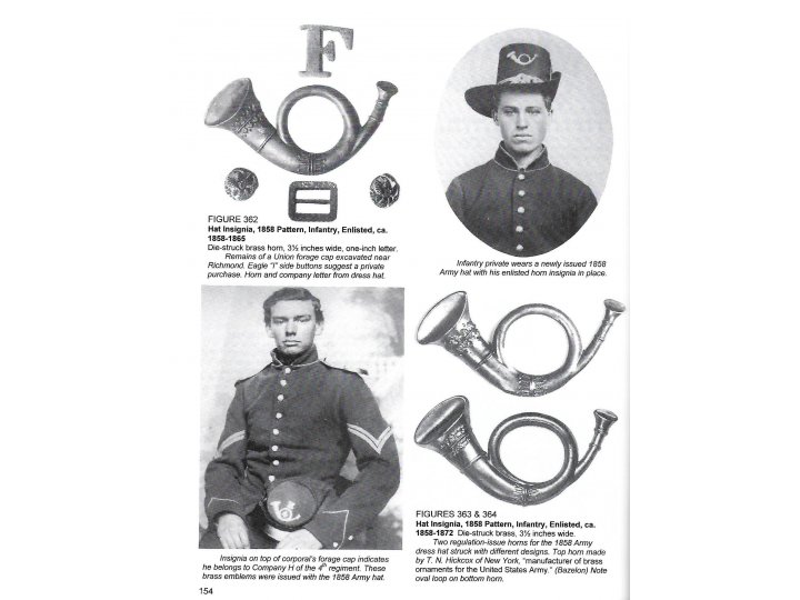 Federal Infantry "Hunting Horn" Hat Insignia with Display Case
