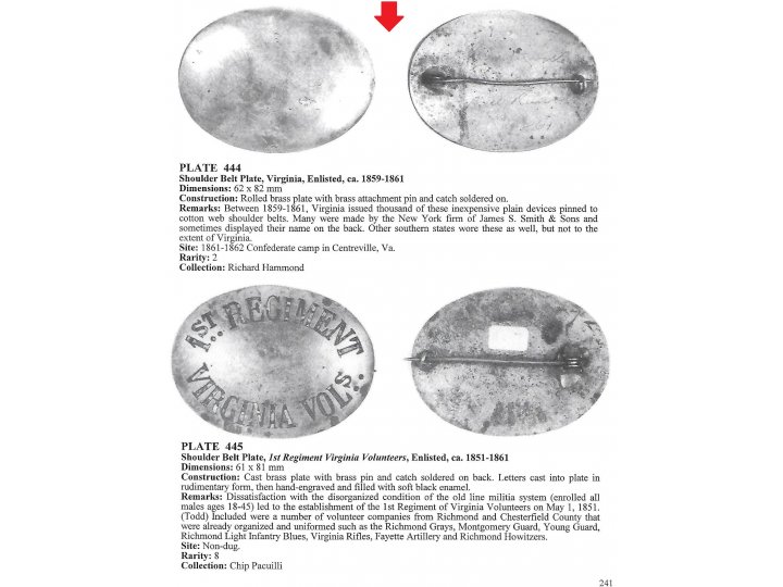 Virginia Militia Shoulder Belt Plate - Marked "JAMES S. SMITH & SONS / NEW YORK"