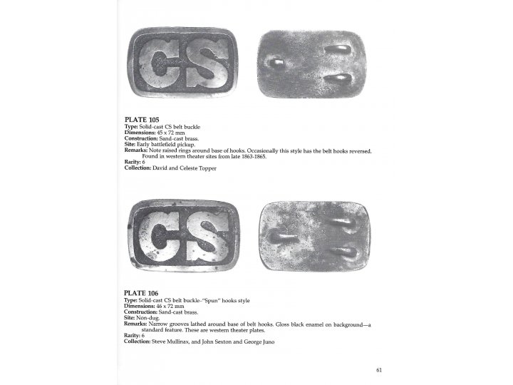 Confederate Belt Buckles & Plates - 1st Edition - Signed - Out of Print