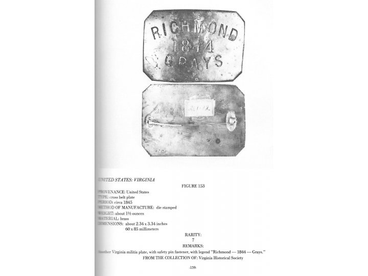 Plates and Buckles of the American Military 1795 -1874