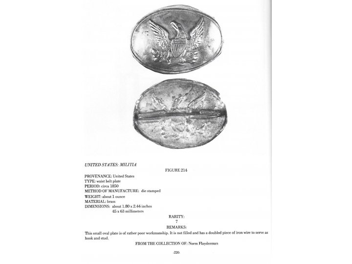 Plates and Buckles of the American Military 1795 -1874